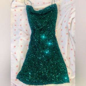 Green sequin dress